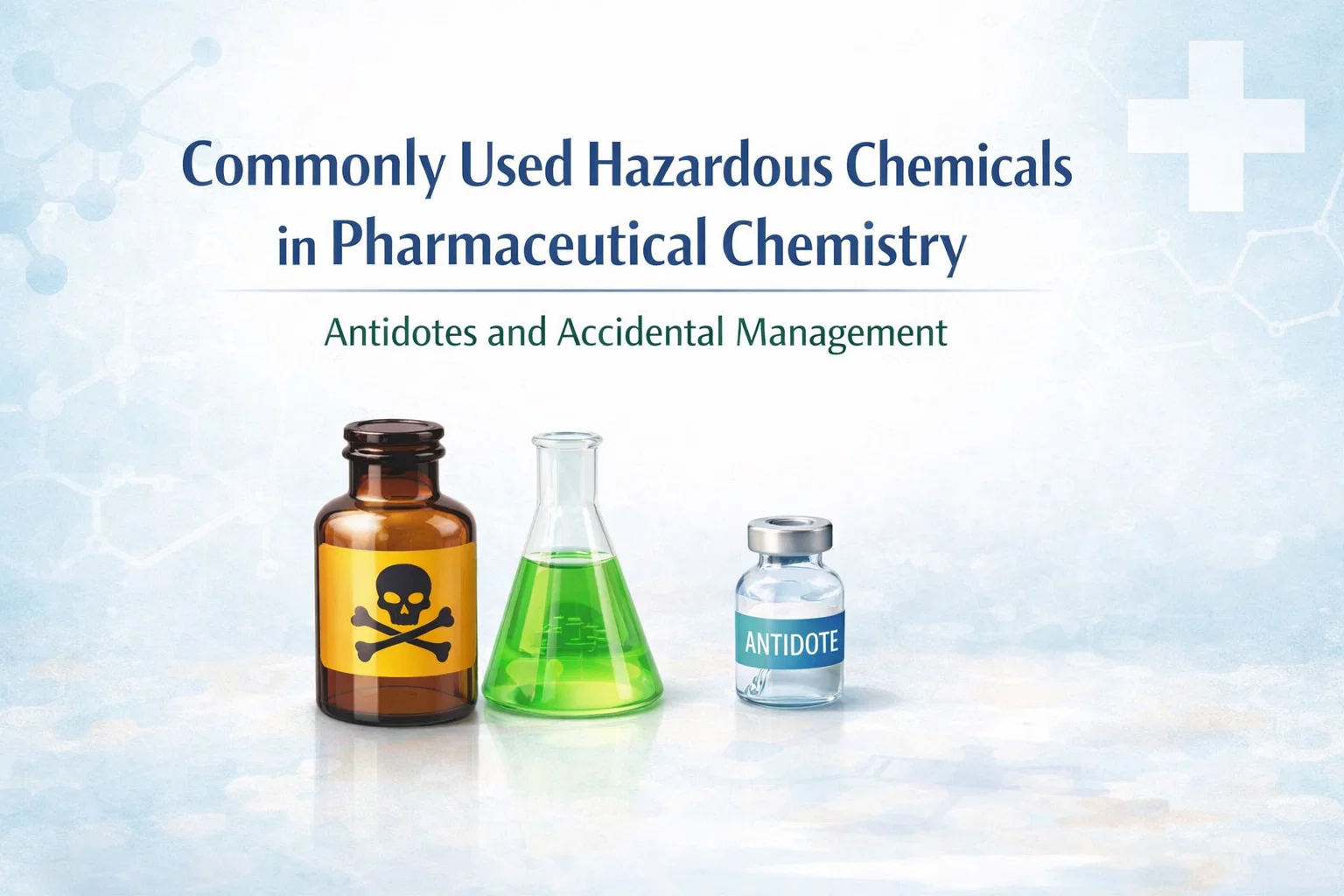 Commonly used hazardous chemicals in Pharmaceutical chemistry -Antidotes and accidantal management
